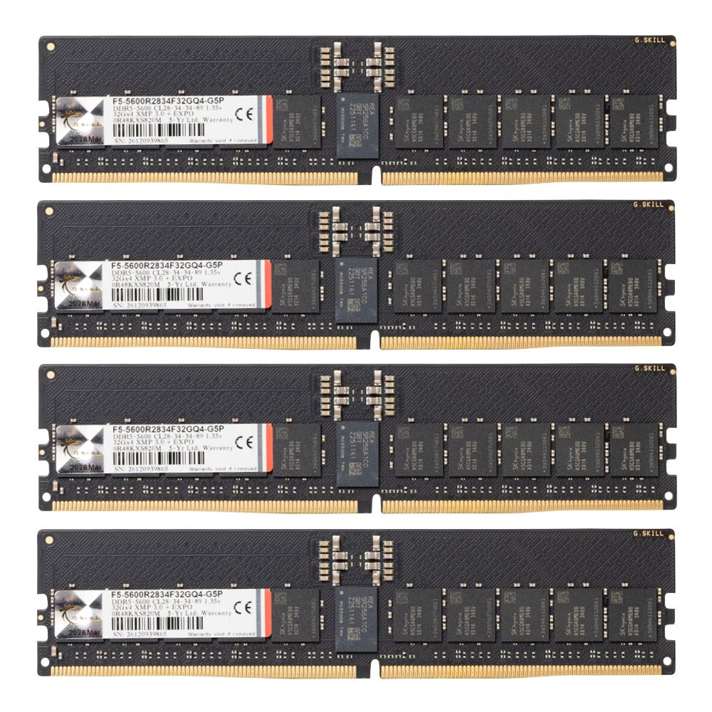 G Skill G5p 128gb 4x32gb DDR5 5600 Pc5 44800 Cl28 Quad Channel Ecc Registered Memory Kit Intel Xmp 3 0 Workstation RAM Black