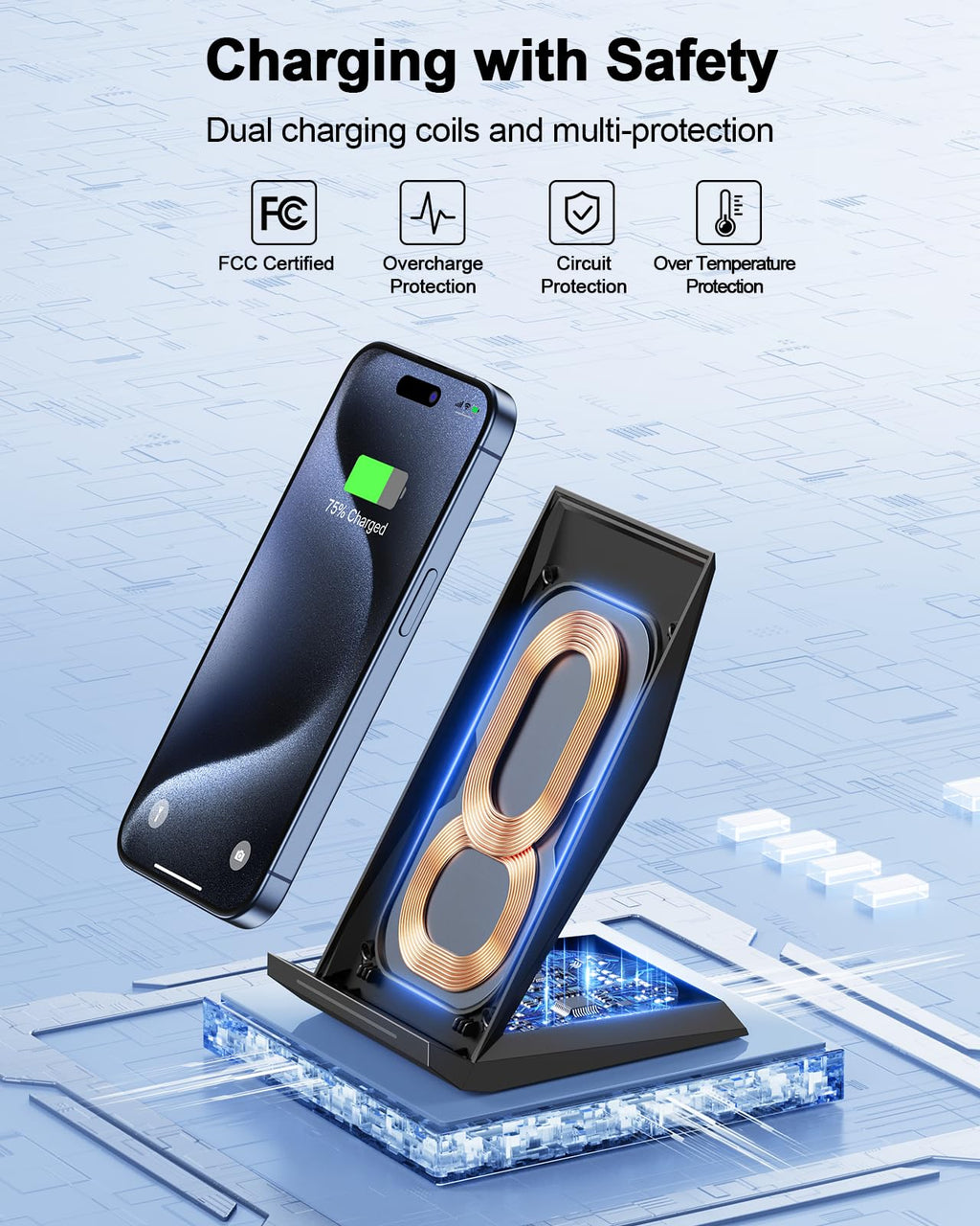 Charger, Nanami Wireless Charging Stand Compatible Iphone 17/17 Air/16/15/15 Pro