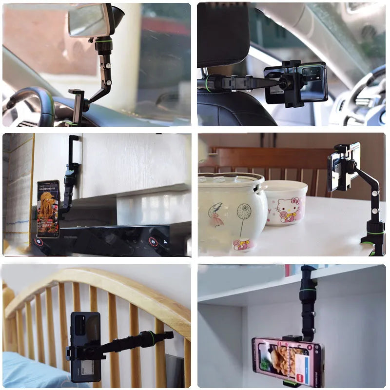 Auto Rearview Mirror Car Phone Holder 360° Rotating CellPhone Mount Stand Support in Car For iPhone 13 12 Car Mobile Clip Bracke