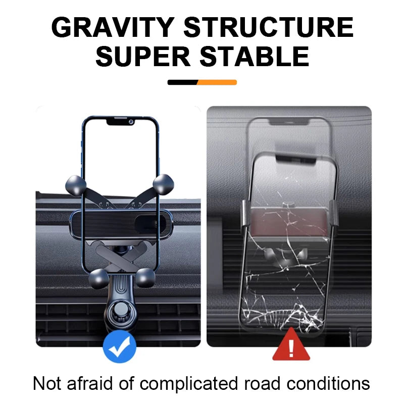 Car Air Vent Phone Holder Gravity Telescopic Phone Mount Stable 360-Degree Rotation Air Outlet Smartphone Support for 4.7-7 Inch